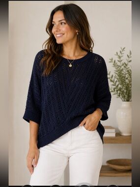 Cupcakes & Cashmere Navy Knit Sweater